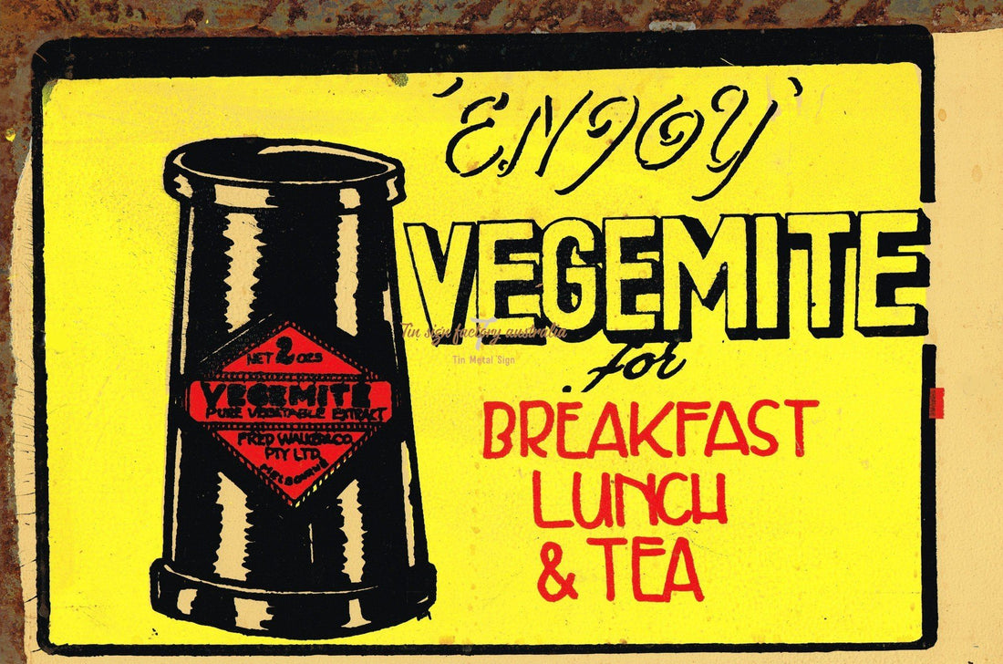 ENJOY VEGEMITE Rustic Look Vintage Tin Metal Sign Man Cave, Shed-Garage, and Bar - Tin Sign Factory Australia