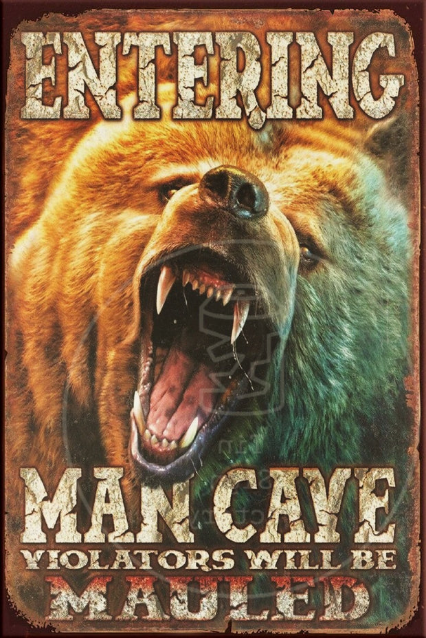 VIOLATORS WILL BE MAULED Rustic Look Vintage Shed-Garage and Bar Man Cave Tin Metal Sign