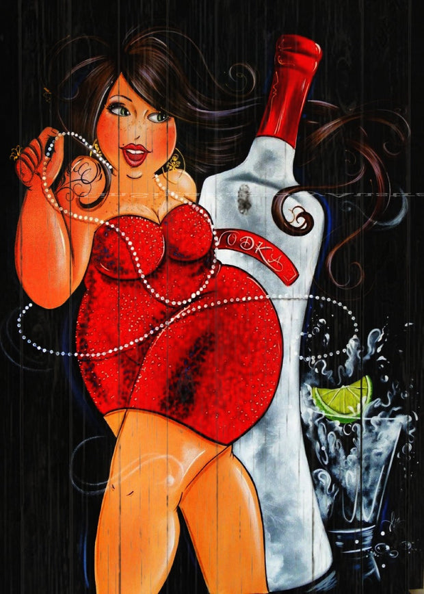VODKA CHUBBY PARTY LADY Vintage Retro Rustic Garage Man Cave Metal Sign