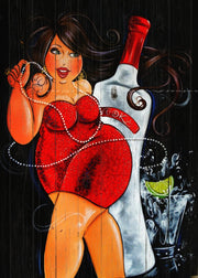 VODKA CHUBBY PARTY LADY Vintage Retro Rustic Garage Man Cave Metal Sign