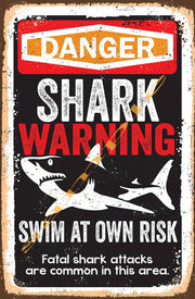 DANGER FATAL SHARK Retro/ Vintage Home Décor, Shed-Garage and Bar Tin Metal Sign