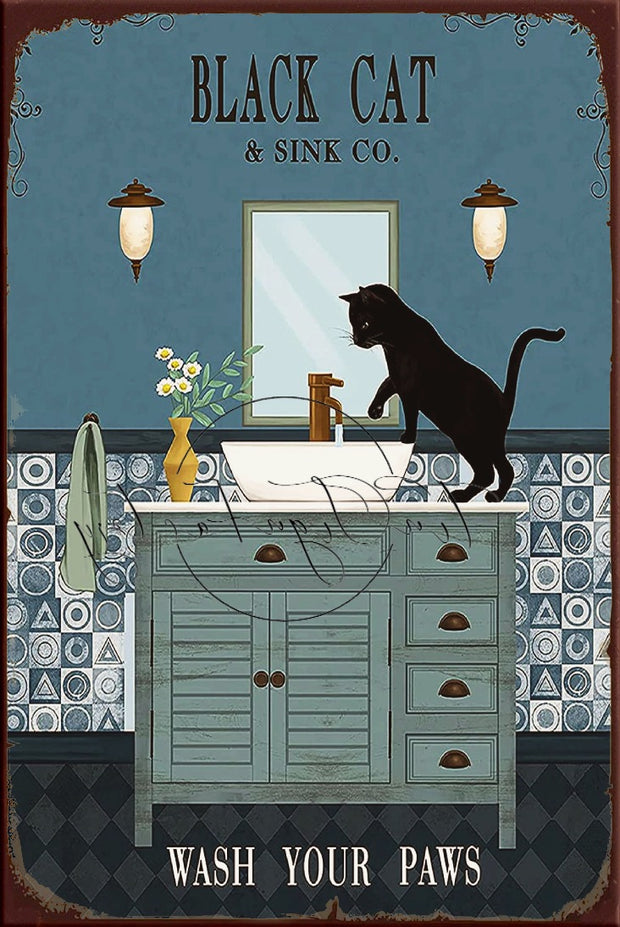 WASH THE PAWS Retro/ Vintage Tin Metal Sign Man Cave, Wall Home Décor, Shed-Garage, and Bar