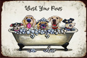 WASH YOUR PAWS Retro/ Vintage Wall Home Décor, Shed-Garage and Bar Tin Metal Sign