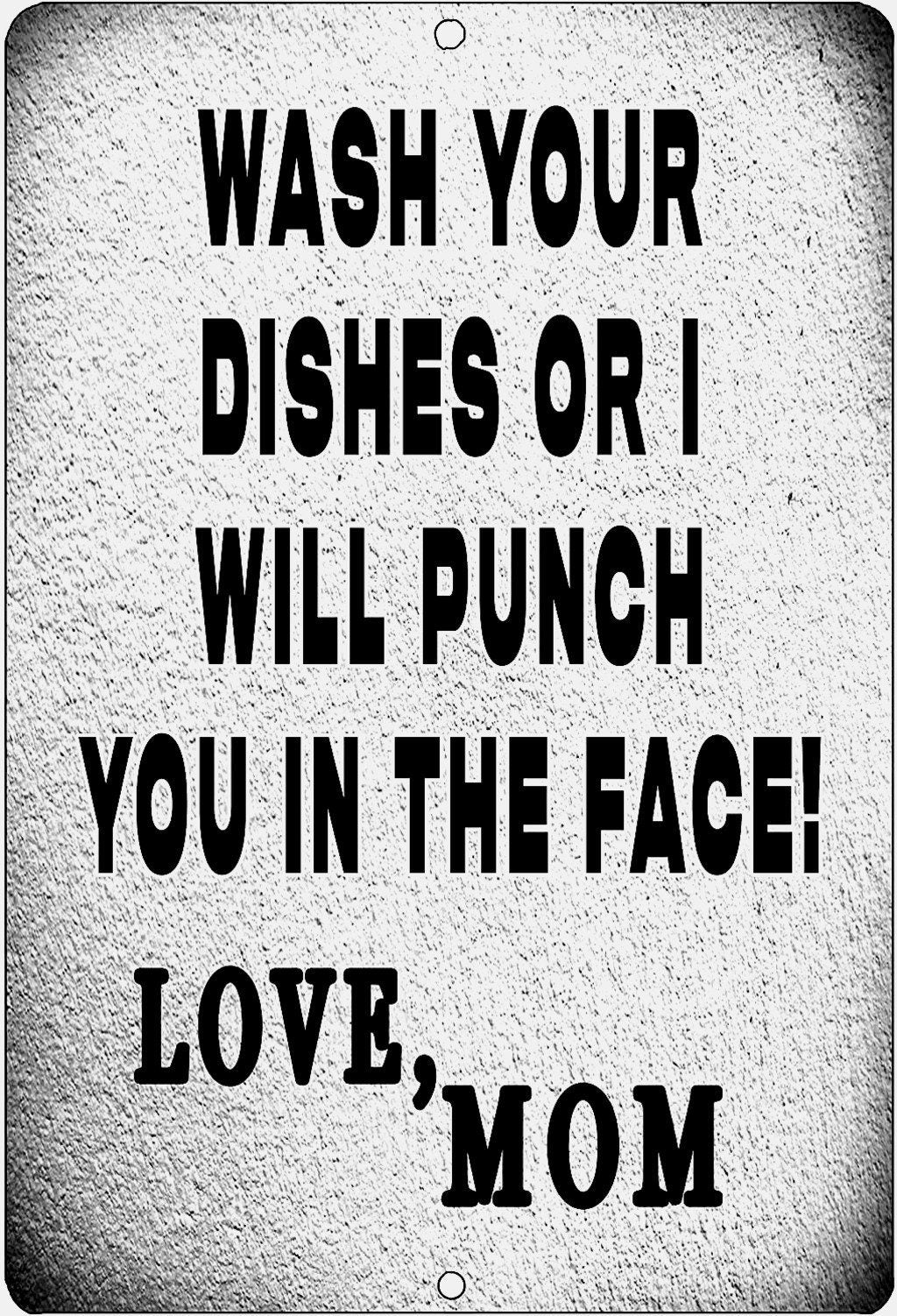 WASH DISHES OR PUNCH Retro/Vintage Metal Plaque Sign Style Man Cave Garage Work Office