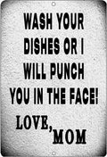 WASH DISHES OR PUNCH Retro/Vintage Metal Plaque Sign Style Man Cave Garage Work Office