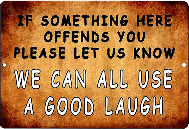 WE CAN ALL USE A GOOD LAUGH Retro/Vintage Metal Plaque Sign Style Man Cave Garage Work Office