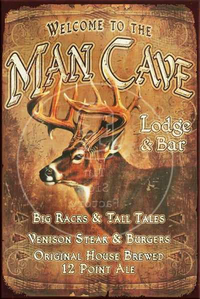 WELCOME TO MANCAVE Rustic Look Vintage Shed-Garage and Bar Man Cave Tin Metal Sign