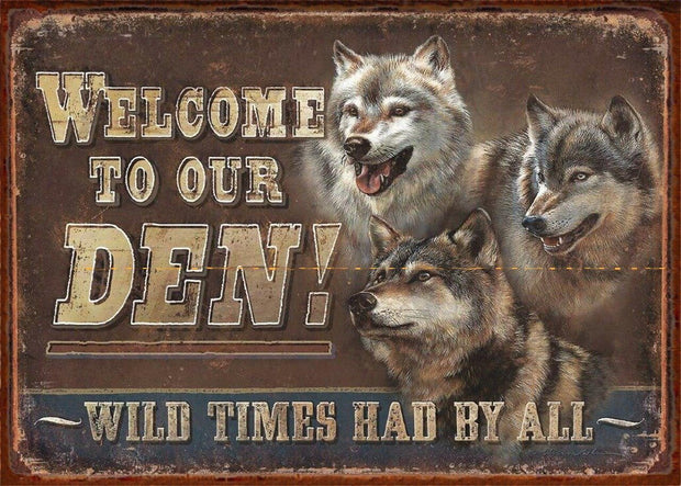 WELCOME TO OUR DEN Retro Rustic Look Vintage Tin Metal Sign Man Cave, Shed-Garage, and Bar