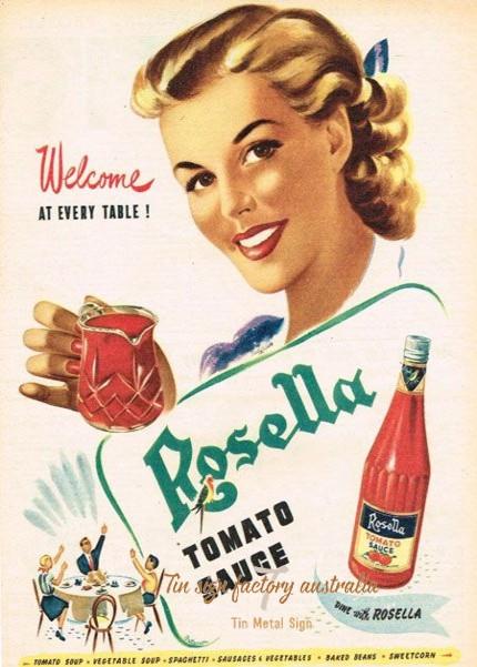 ROSELLA SAUCE Rustic Look Vintage Tin Metal Sign Man Cave, Shed-Garage and Bar