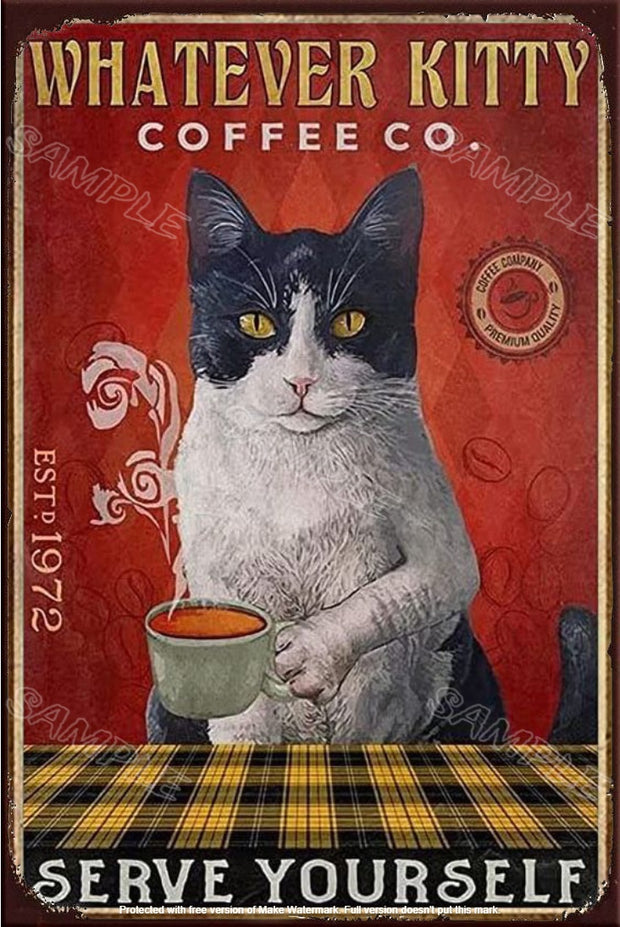 WHATEVER KITTY Retro/ Vintage Tin Metal Sign Man Cave, Wall Home Décor, Shed-Garage, and Bar