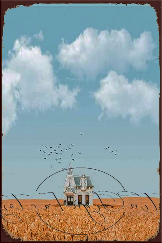 WHEAT FIELD HOUSE Retro/ Vintage Tin Metal Sign Man Cave, Wall Home Décor, Shed-Garage, and Bar