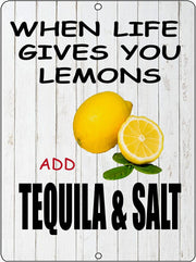 WHEN LIFE GIVES YOU LEMONS Retro/Vintage Metal Plaque Sign Style Man Cave Garage Work Office