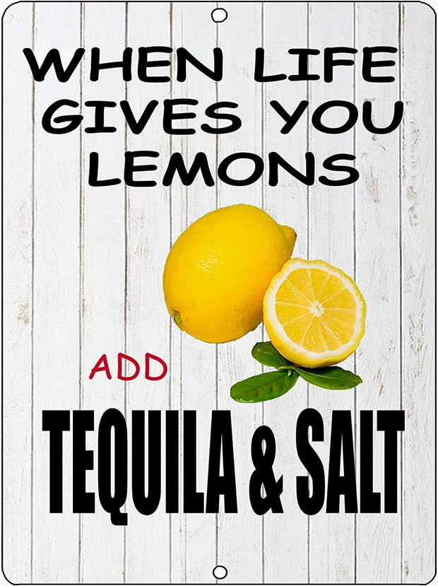 WHEN LIFE GIVES YOU LEMONS Retro/Vintage Metal Plaque Sign Style Man Cave Garage Work Office
