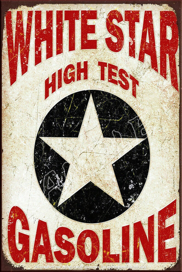 WHITE STAR Retro/ Vintage Tin Metal Sign Man Cave, Wall Home Décor, Shed-Garage, and Bar
