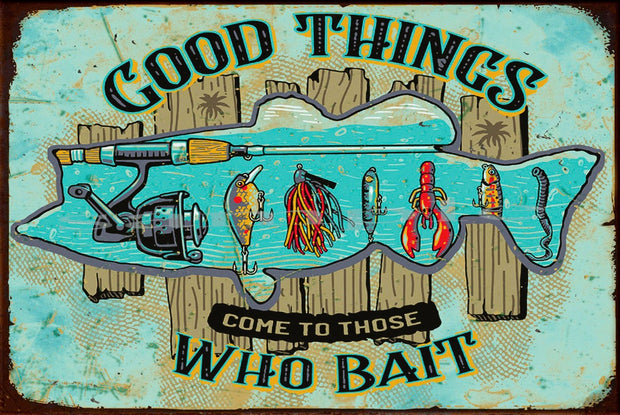 WHO BAIT Retro/ Vintage Wall Home Décor, Shed-Garage and Bar Tin Metal Sign
