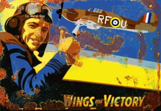 WINGS FOR VICTORY Retro/Vintage Metal Plaque Sign Style Man Cave Garage