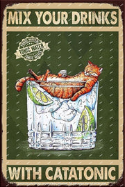 MIX YOUR DRINKS Retro/ Vintage Tin Metal Sign Man Cave, Wall Home Puzzled Décor, Shed-Garage, and Bar