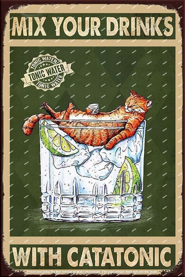 MIX YOUR DRINKS Retro/ Vintage Tin Metal Sign Man Cave, Wall Home Puzzled Décor, Shed-Garage, and Bar