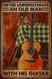 WITH HIS GUITAR Retro/ Vintage Tin Metal Sign Man Cave, Wall Home Décor, Shed-Garage, and Bar