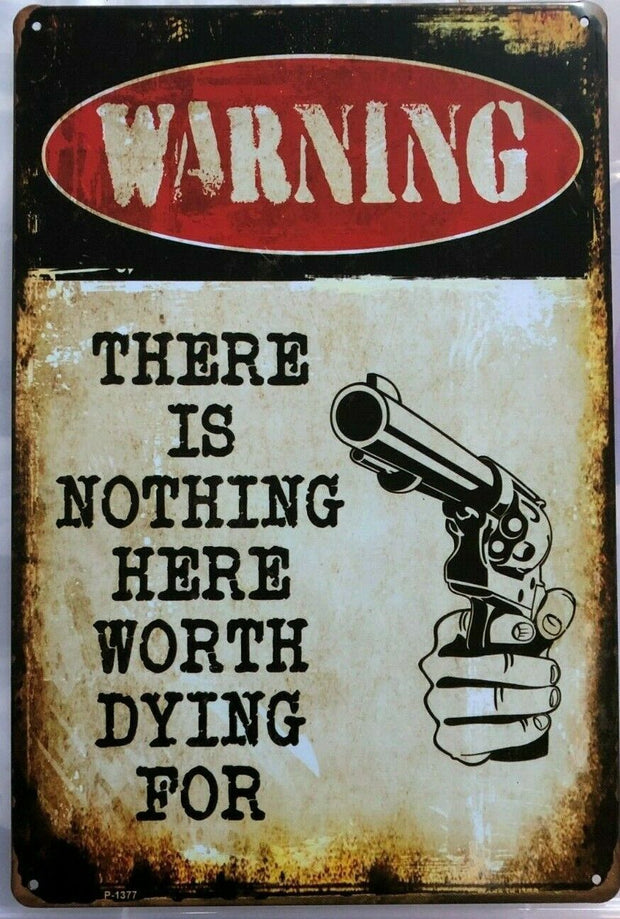 WARNING Rustic Look Vintage Tin Metal Sign Man Cave 20 x 30 cm - Tin Sign Factory Australia
