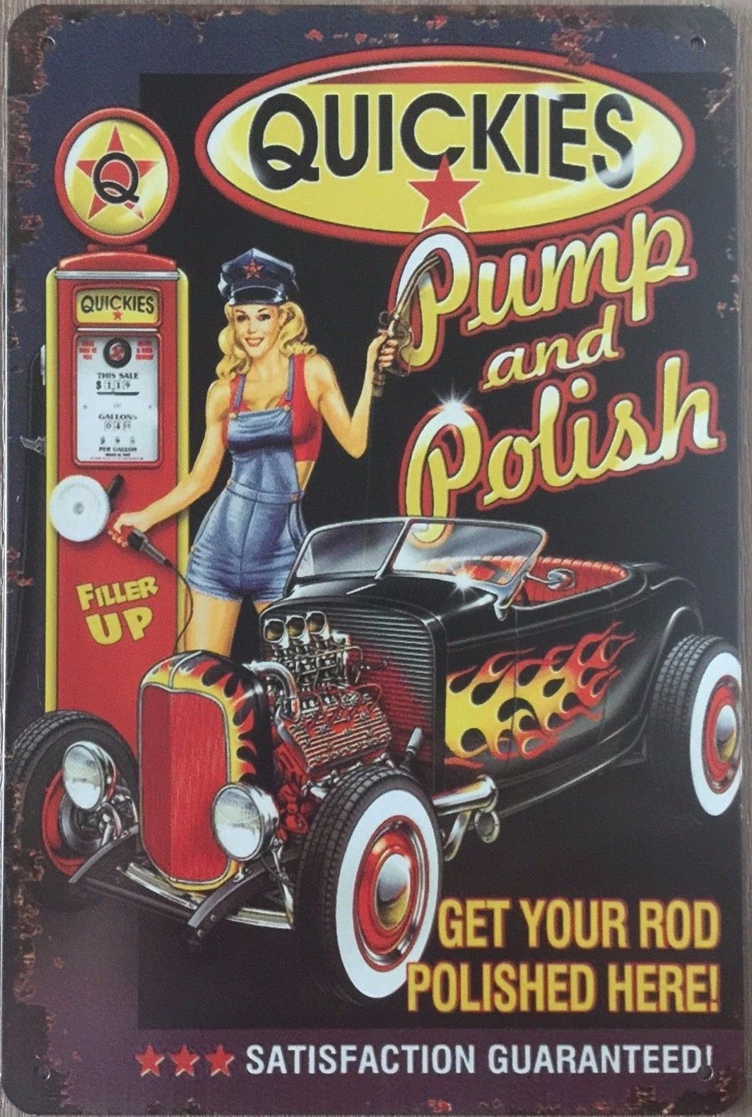 PUMP & POLISH Retro Vintage Metal Tin Sign 20 x 30 cm - Tin Sign Factory Australia