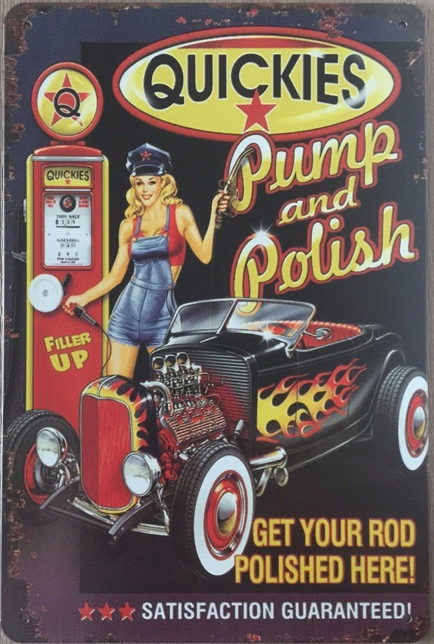 PUMP & POLISH Retro Vintage Metal Tin Sign 20 x 30 cm