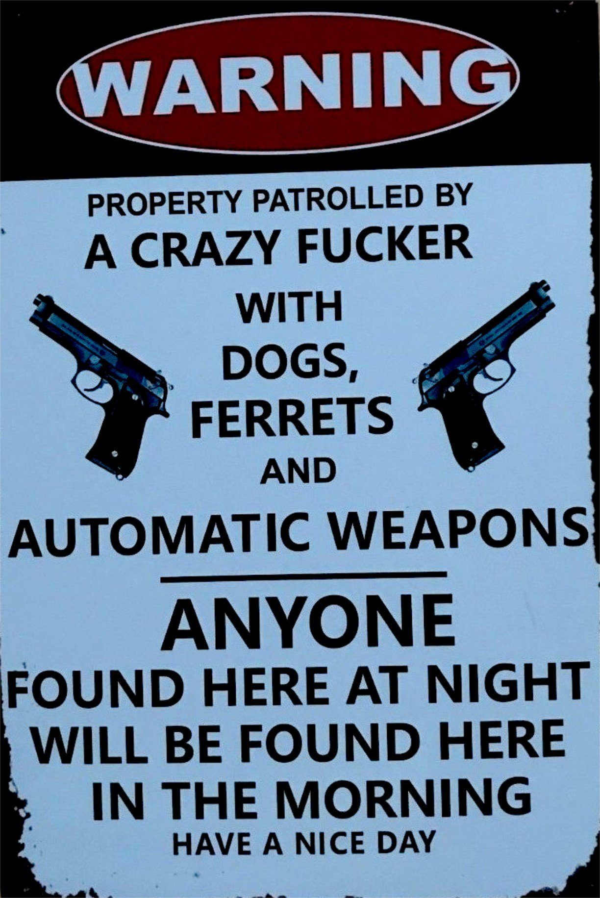 WARNING Tin Metal Sign Rustic Look .. MAN CAVE 20 x 30 cm free post au - Tin Sign Factory Australia