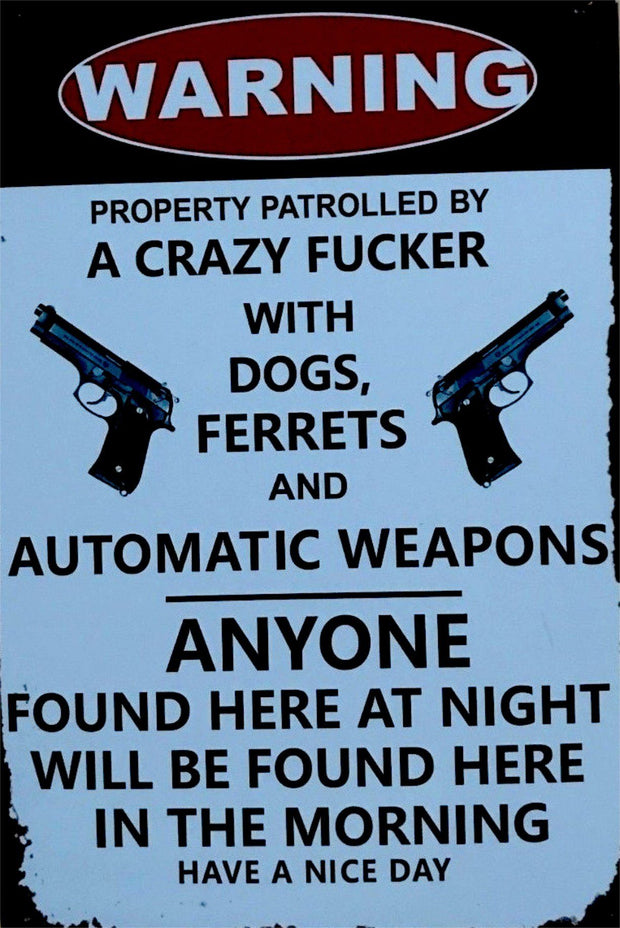 WARNING Tin Metal Sign Rustic Look .. MAN CAVE 20 x 30 cm free post au - Tin Sign Factory Australia