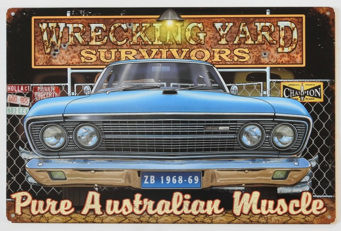 ZB Fairlane Rustic Look Tin Metal Sign Man Cave Quality Handmade - Tin Sign Factory Australia
