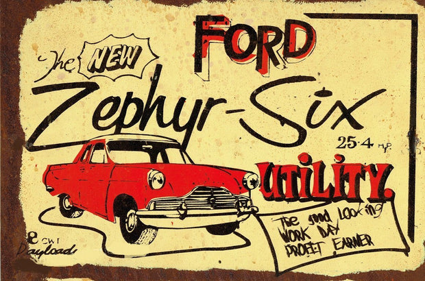 Ford Zephyr Six Ute metal sign 20 x 30 cm free postage - TinSignFactoryAustralia