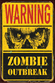 ZOMBIE OUTBREAK Rustic Look Vintage Shed-Garage and Bar Man Cave Tin Metal Sign